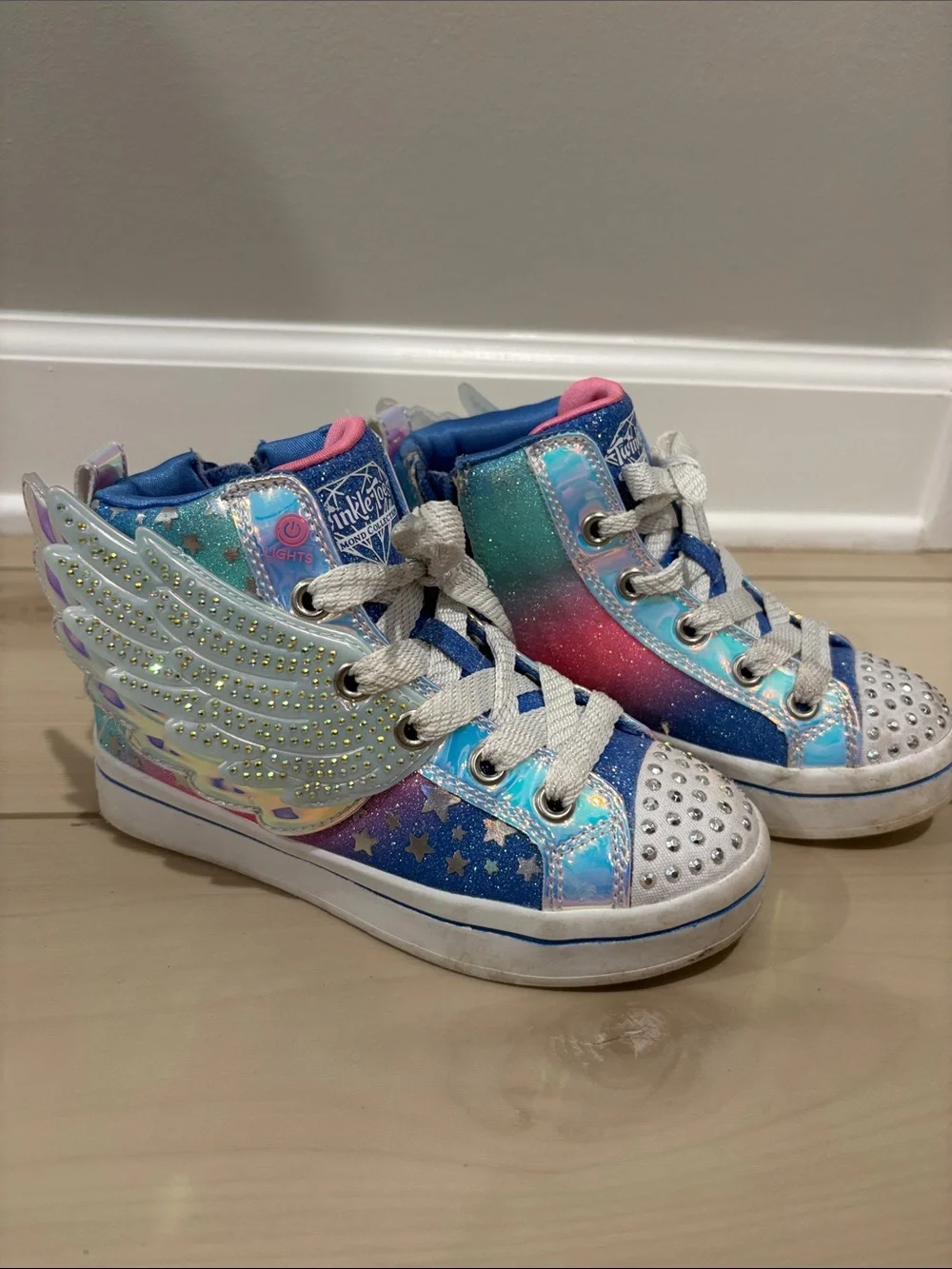Skechers Kids High-Top Sneakers - Blue, Pink, Teal, Silver - Picture 1 of 8